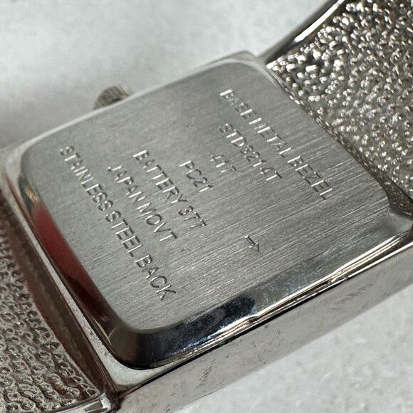 Studio Time Watch Women 21mm Rectangle MOP Dial Red Enamel Cuff Band New Battery - Picture 9 of 11